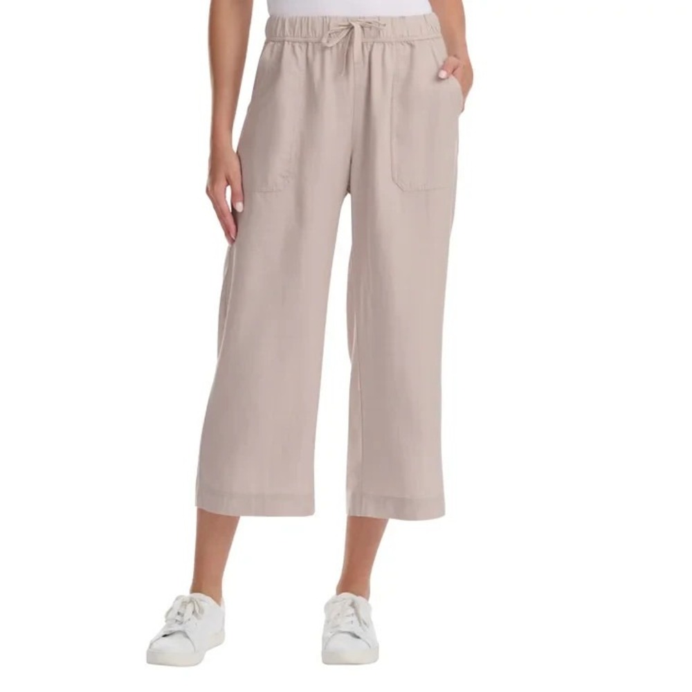 Splendid Women's Wide Leg Crop Pant Khaki XXL Plus Size Capri NEW